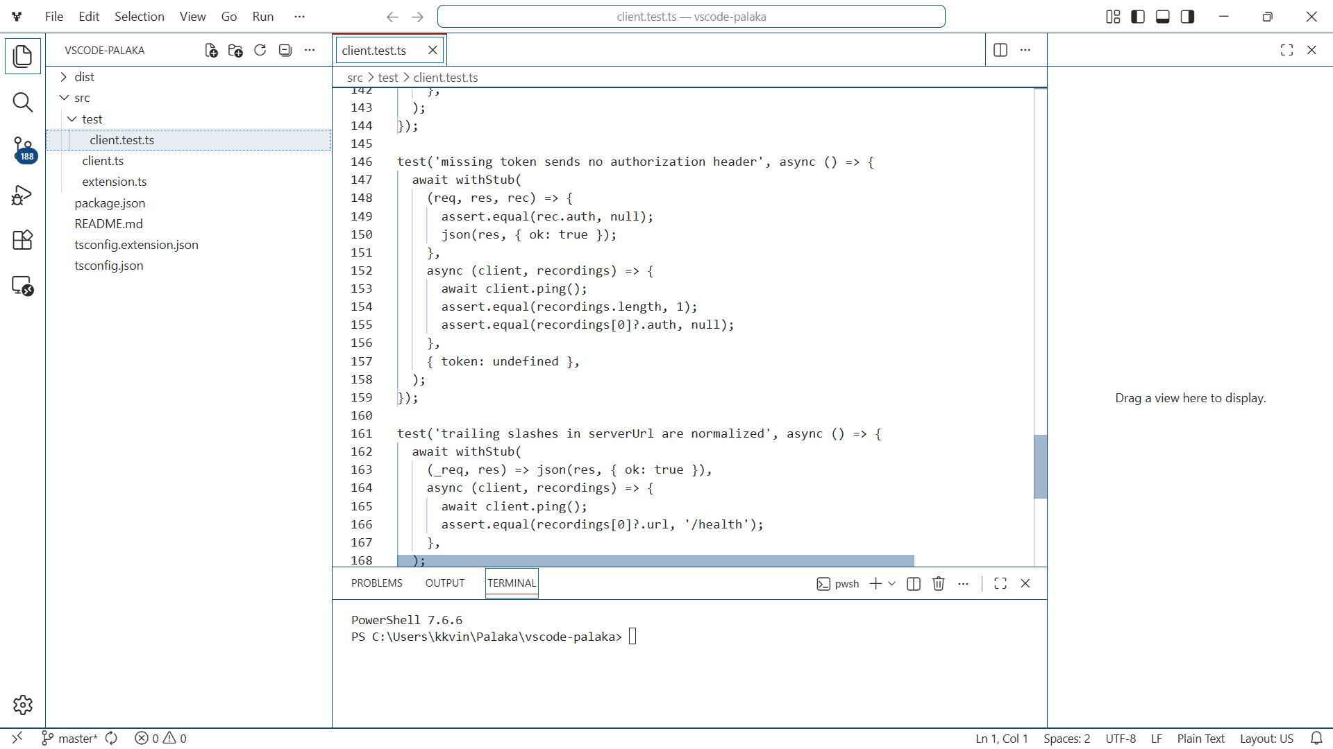 Ezhuthaani editor with an agent session, terminal, and Git panel open in one window